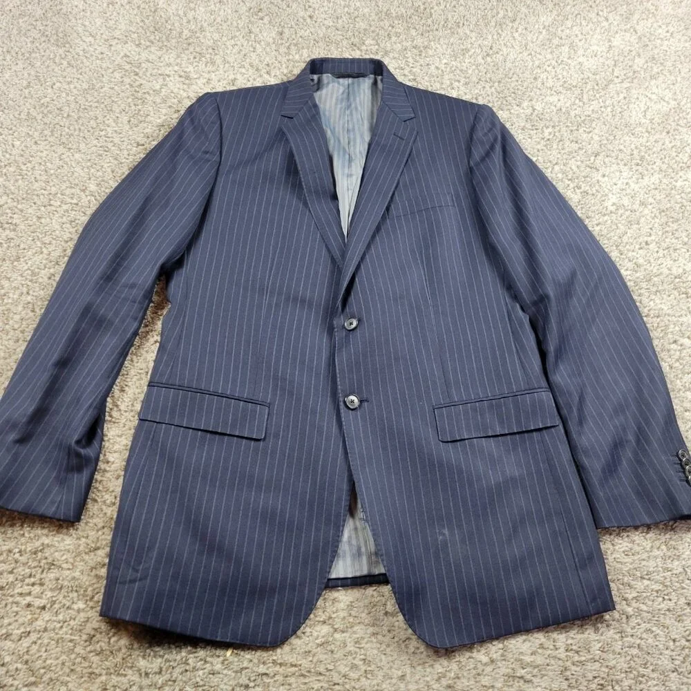 Banana Republic Blazer Mens 42L Blue Vitale Barberis Wool Lined Striped Mark*